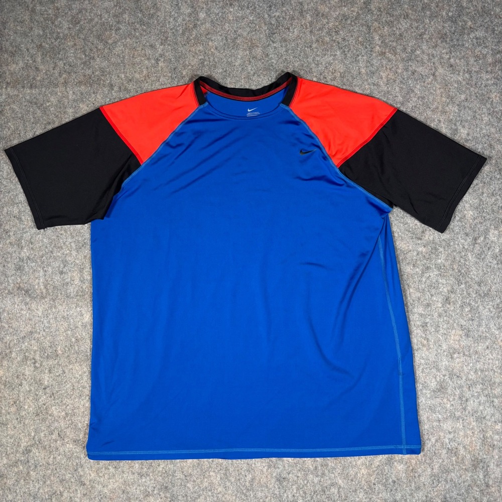 Nike Swim Shirt Mens XXL Blue Colorblock Performance Tee NESS6441-425 Mets